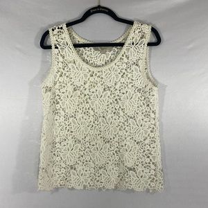 𝅺ann Taylor LOFT Crochet Boho 100% Cotton Tank